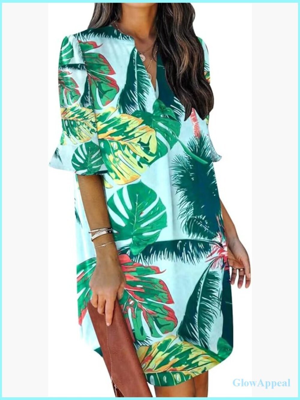V Neck Ruffle Short Sleeve Shift Dress Women Casual Summer Mini